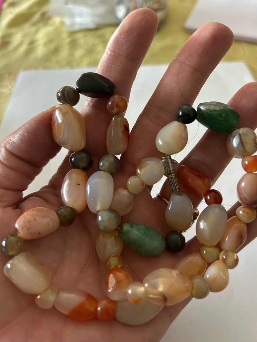 Vintage Natural polished Multi-Stone Beaded Necklace - aAgayeAccents